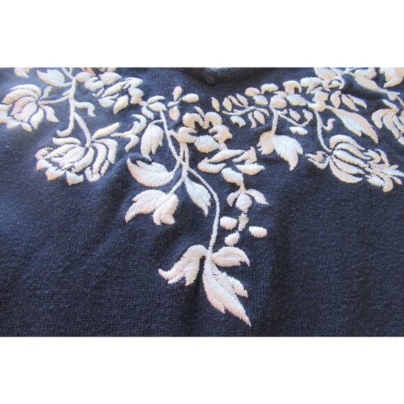 Linea by Louis Dell'Olio Embroidered Sweater 3/4 Sleeve Womens 1XL Navy White - Picture 3 of 8